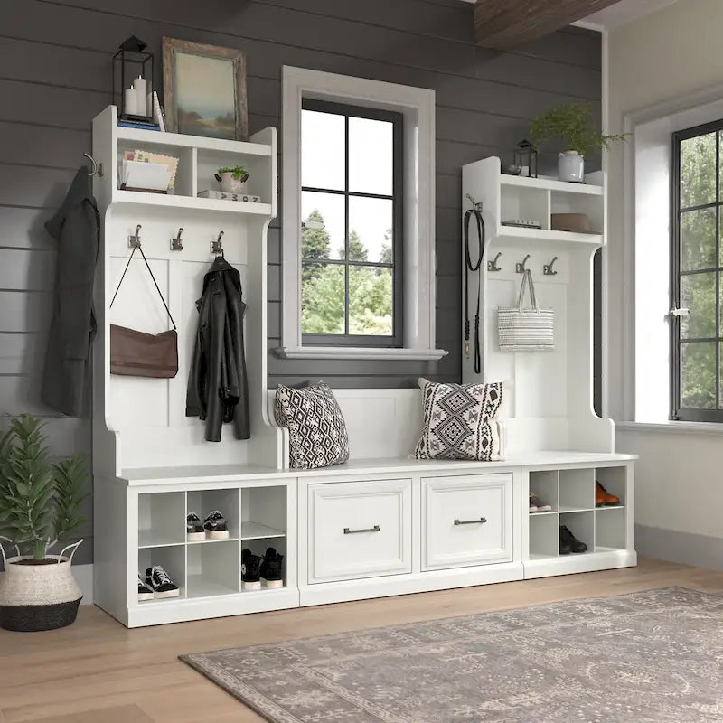 Hall Trees and Shoe Bench with Doors