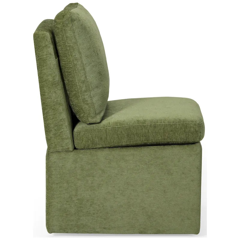 Chenille Upholstered Dining Chair with Under Seat Storage and Caster Wheels