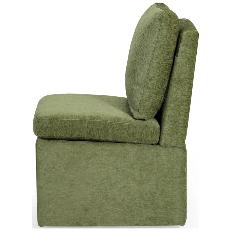 Chenille Upholstered Dining Chair with Under Seat Storage and Caster Wheels