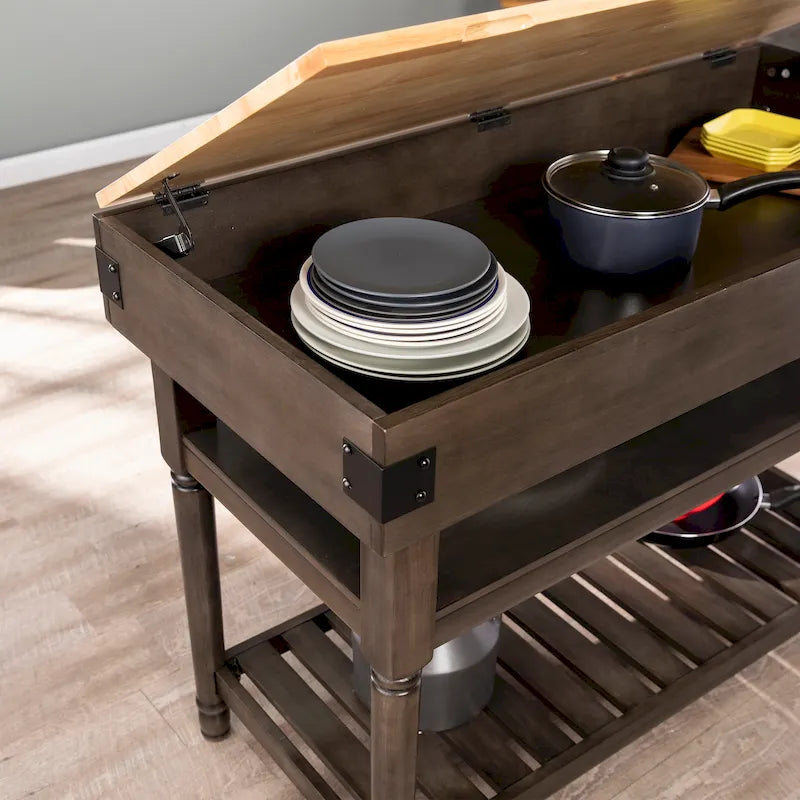 Transitional Gray Storage Kitchen Island