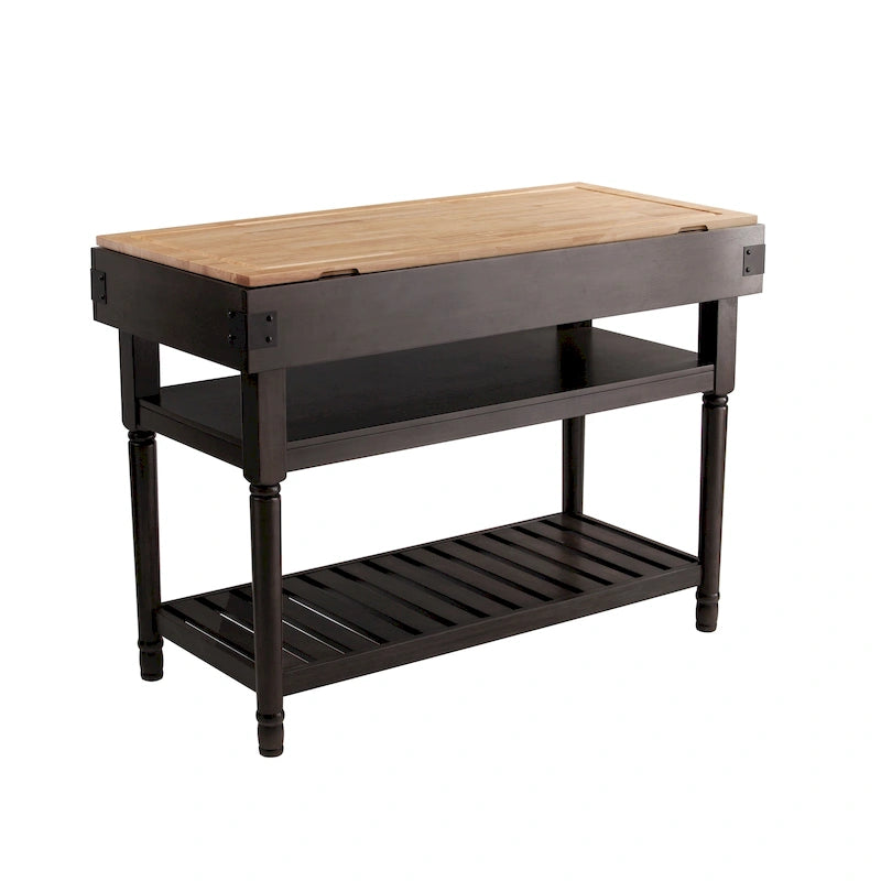 Transitional Gray Storage Kitchen Island
