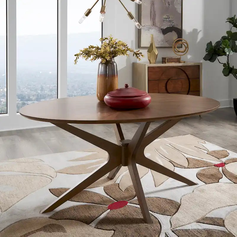 Walnut Finish Oval Dining Table