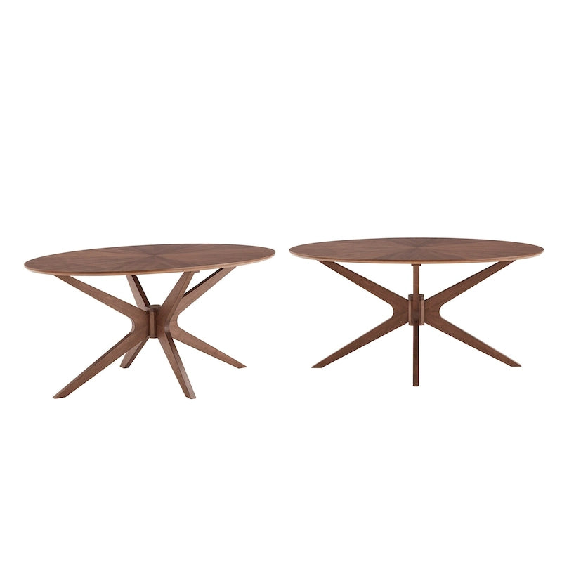 Walnut Finish Oval Dining Table