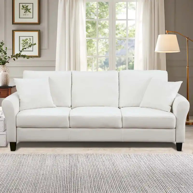 Upholstered 3 Seater Sofa Couch with 2 Pillows