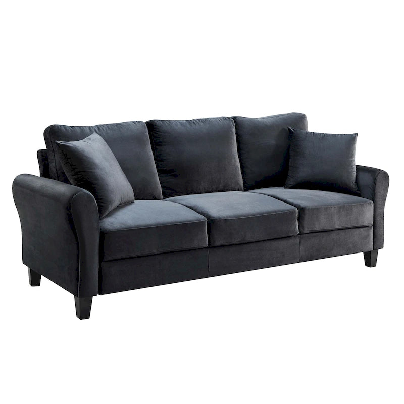 Upholstered 3 Seater Sofa Couch with 2 Pillows