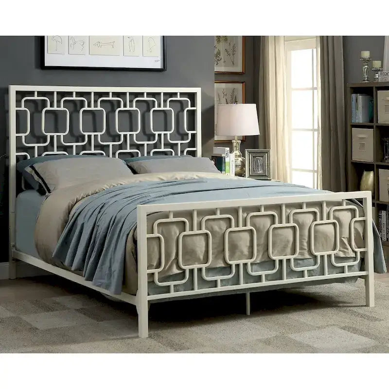 Contemporary Metal Geometric Panel Bed
