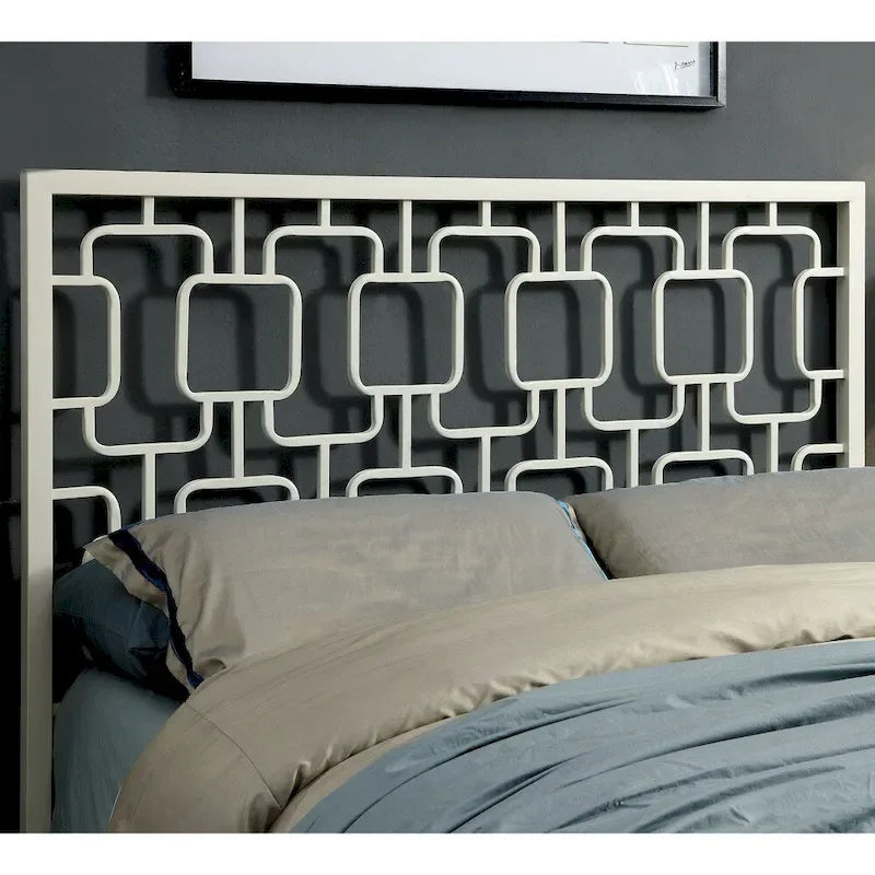 Contemporary Metal Geometric Panel Bed