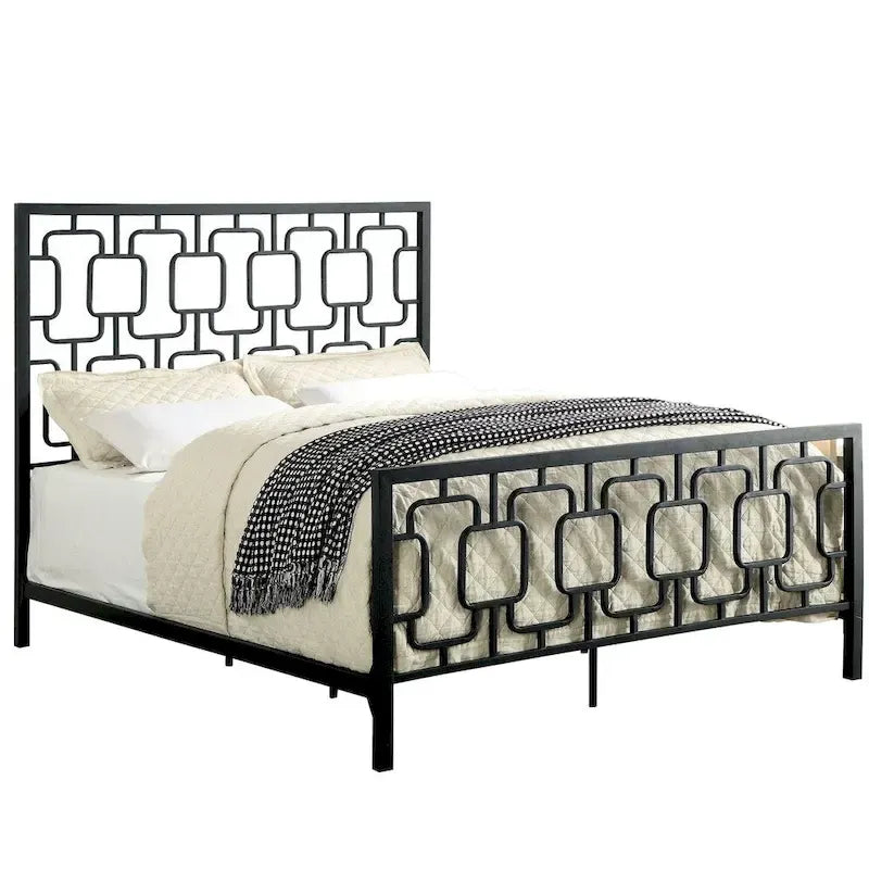 Contemporary Metal Geometric Panel Bed
