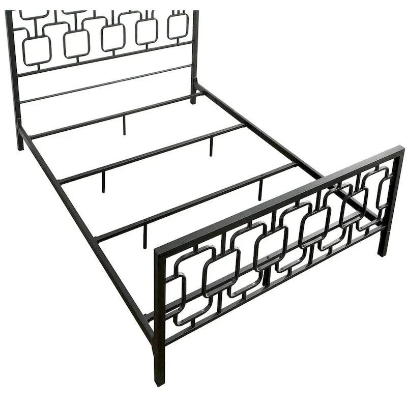 Contemporary Metal Geometric Panel Bed
