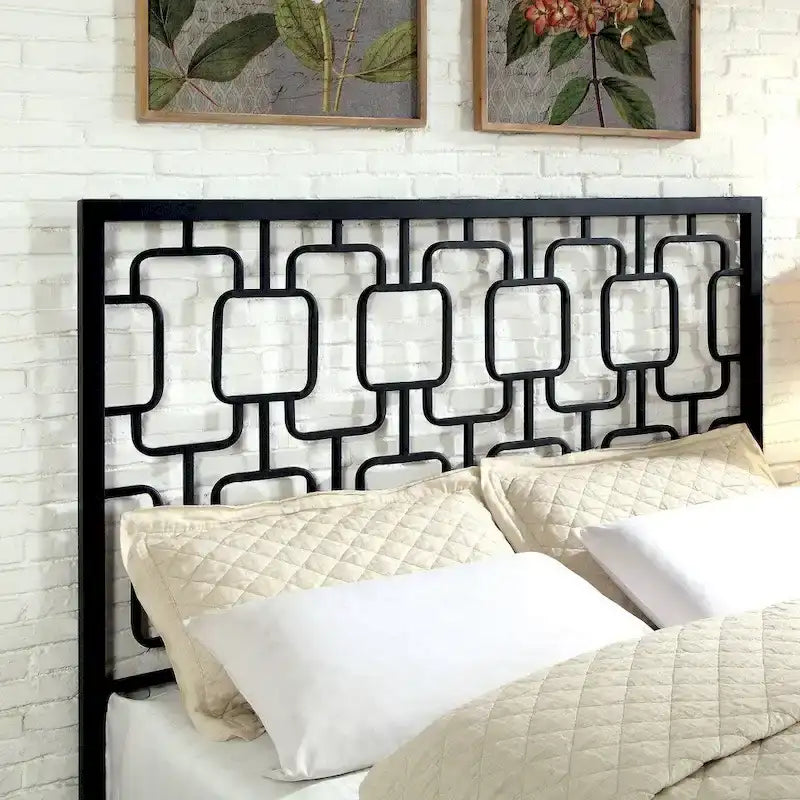 Contemporary Metal Geometric Panel Bed