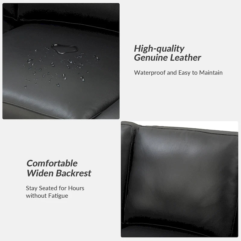 83.46 Wide Genuine Leather Sofa with Squared Arms and Pillows