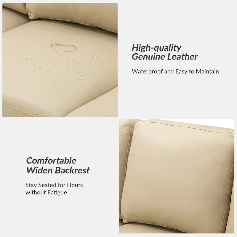 83.46 Wide Genuine Leather Sofa with Squared Arms and Pillows