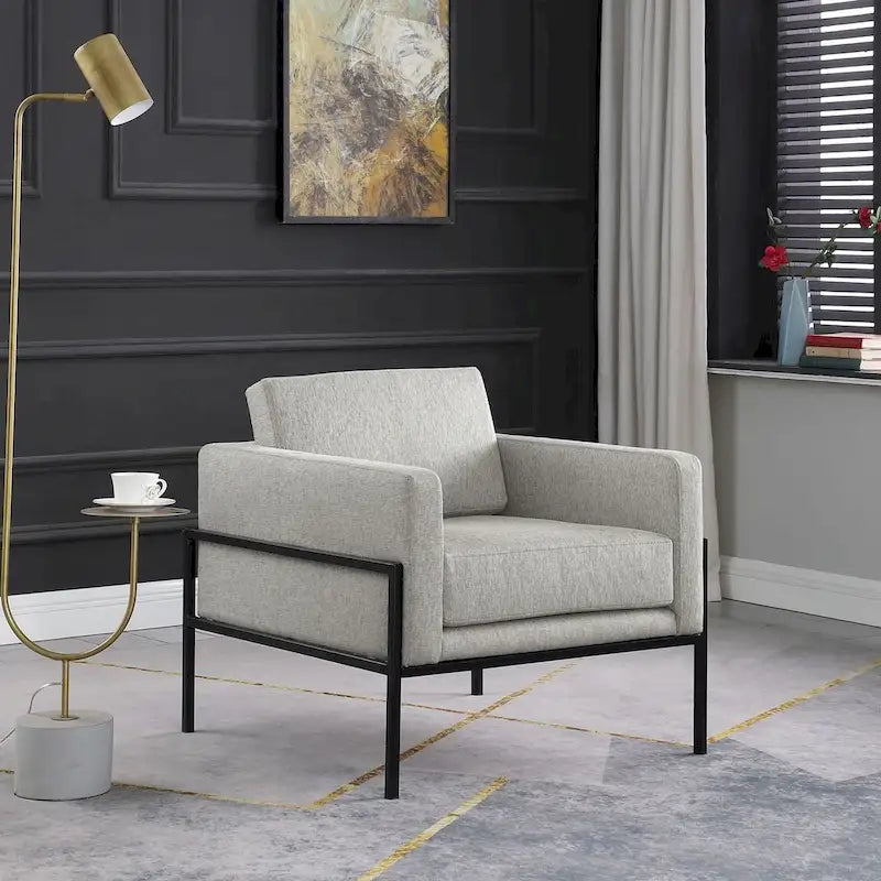 Modern Upholstered Club Chair w/Metal Frame