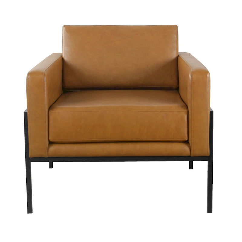 Modern Upholstered Club Chair w/Metal Frame