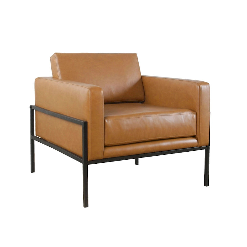 Modern Upholstered Club Chair w/Metal Frame