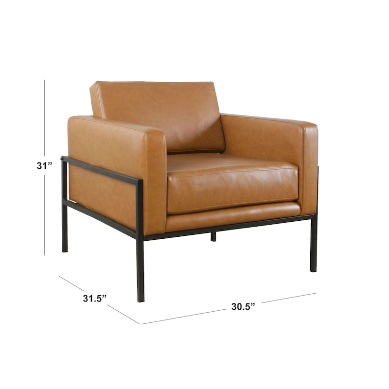 Modern Upholstered Club Chair w/Metal Frame