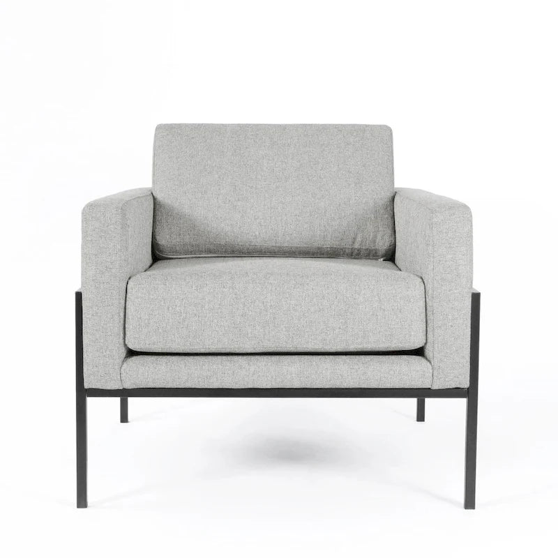 Modern Upholstered Club Chair w/Metal Frame