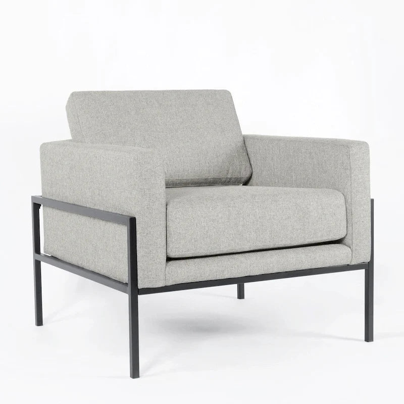 Modern Upholstered Club Chair w/Metal Frame