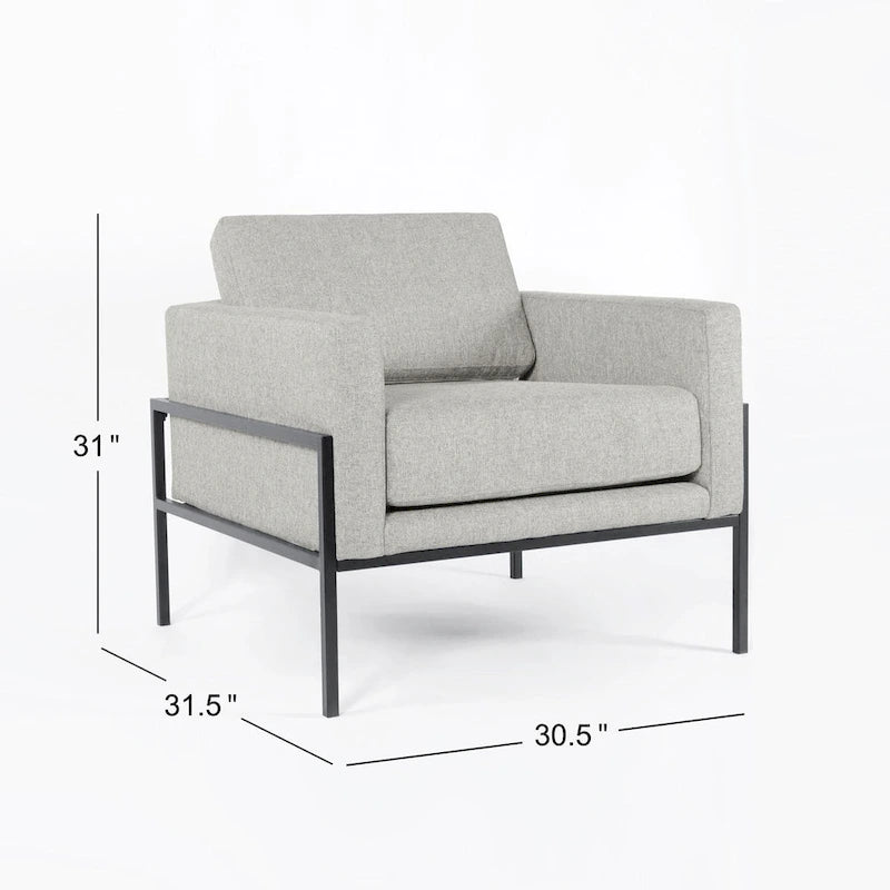 Modern Upholstered Club Chair w/Metal Frame