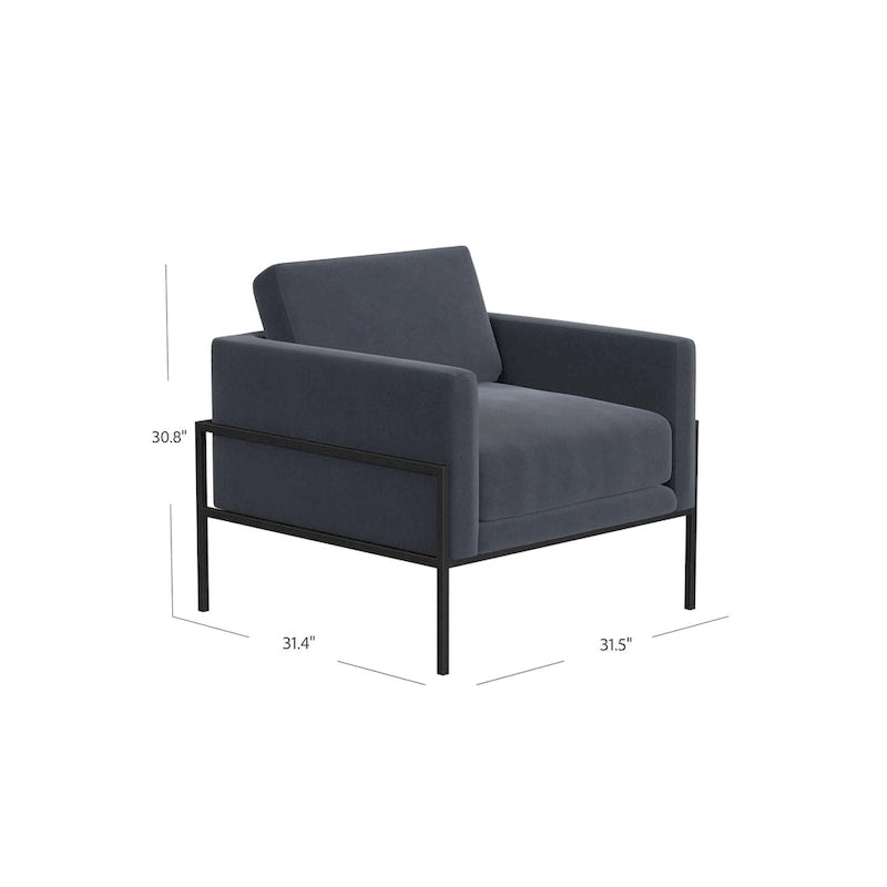 Modern Upholstered Club Chair w/Metal Frame