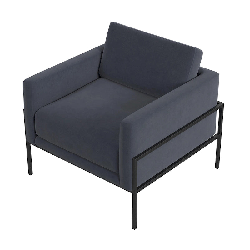 Modern Upholstered Club Chair w/Metal Frame