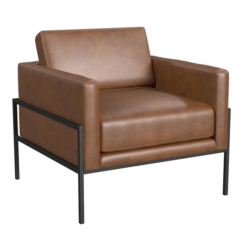 Modern Upholstered Club Chair w/Metal Frame