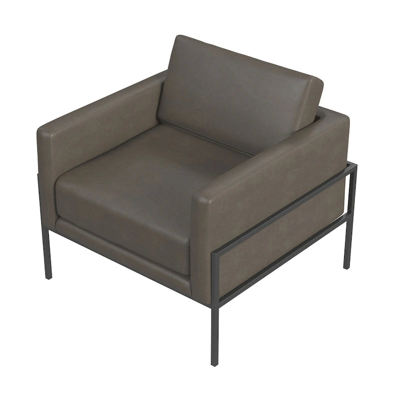 Modern Upholstered Club Chair w/Metal Frame