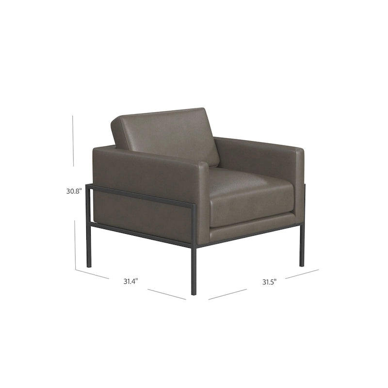 Modern Upholstered Club Chair w/Metal Frame