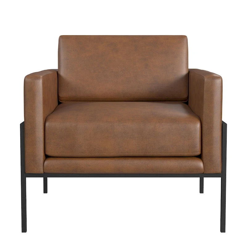 Modern Upholstered Club Chair w/Metal Frame