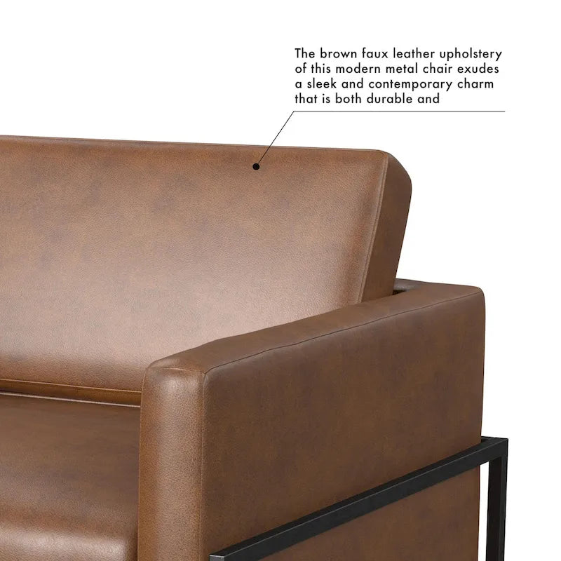 Modern Upholstered Club Chair w/Metal Frame