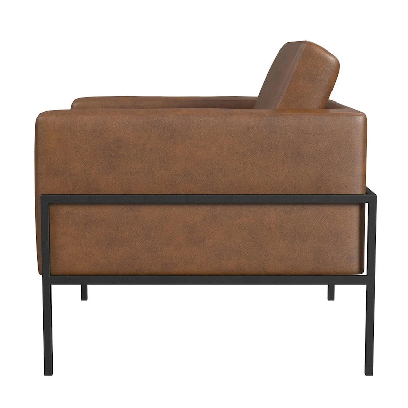 Modern Upholstered Club Chair w/Metal Frame
