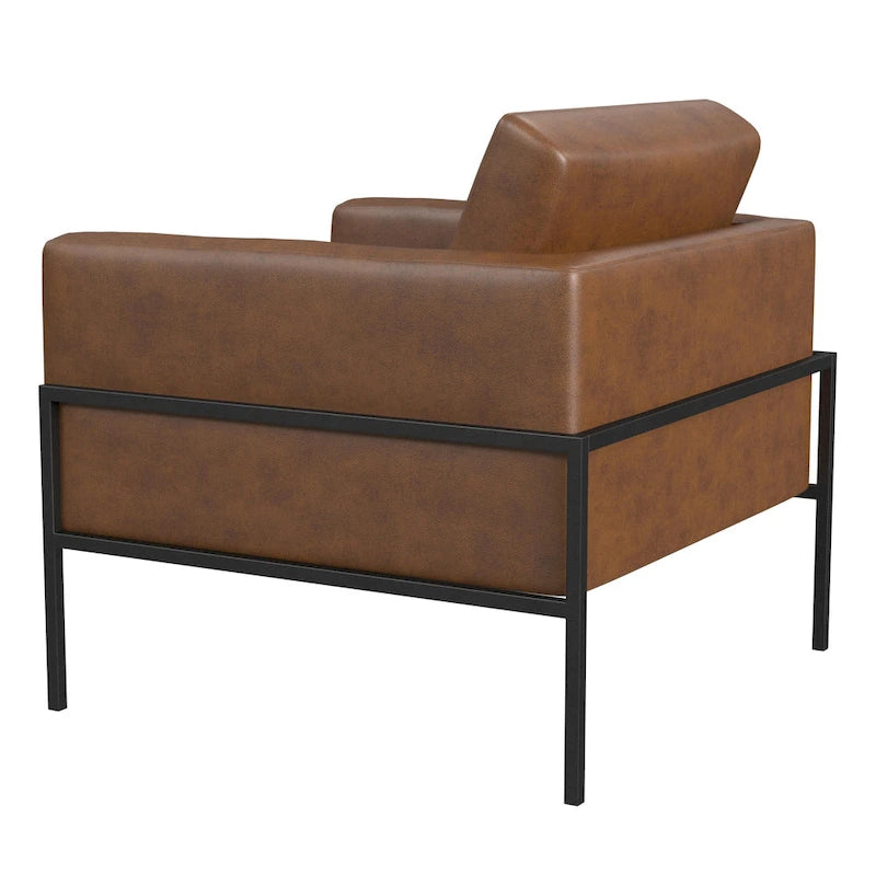 Modern Upholstered Club Chair w/Metal Frame