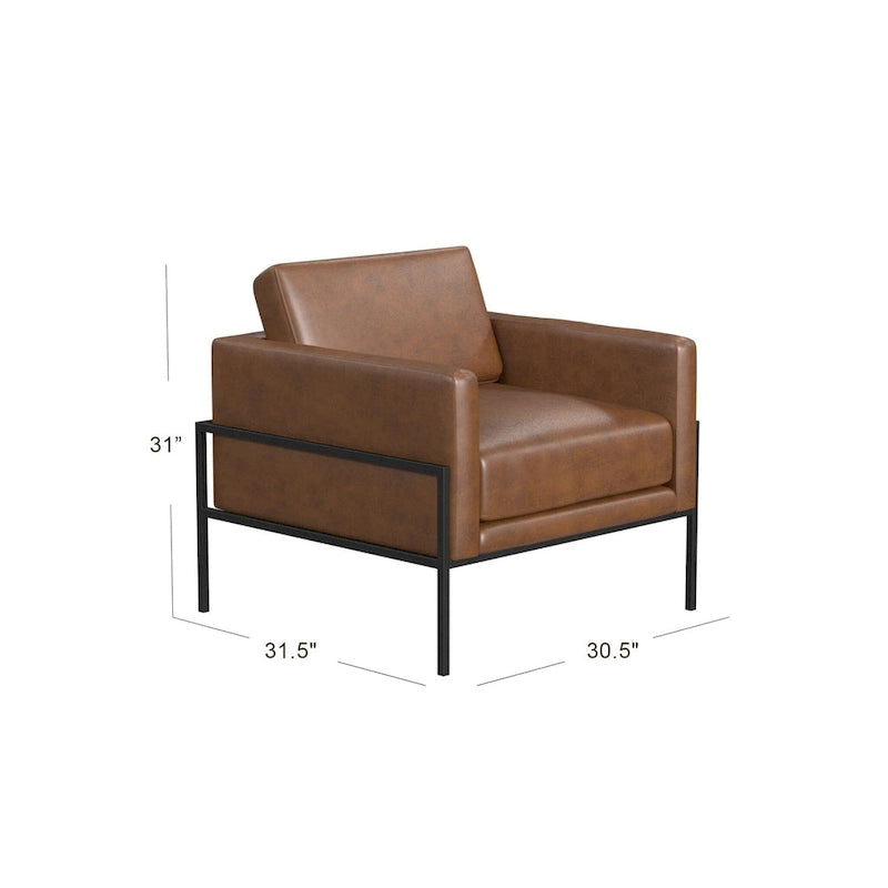 Modern Upholstered Club Chair w/Metal Frame