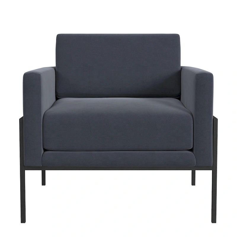 Modern Upholstered Club Chair w/Metal Frame