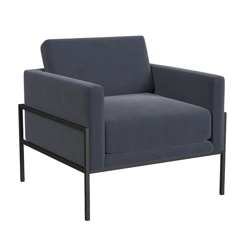 Modern Upholstered Club Chair w/Metal Frame
