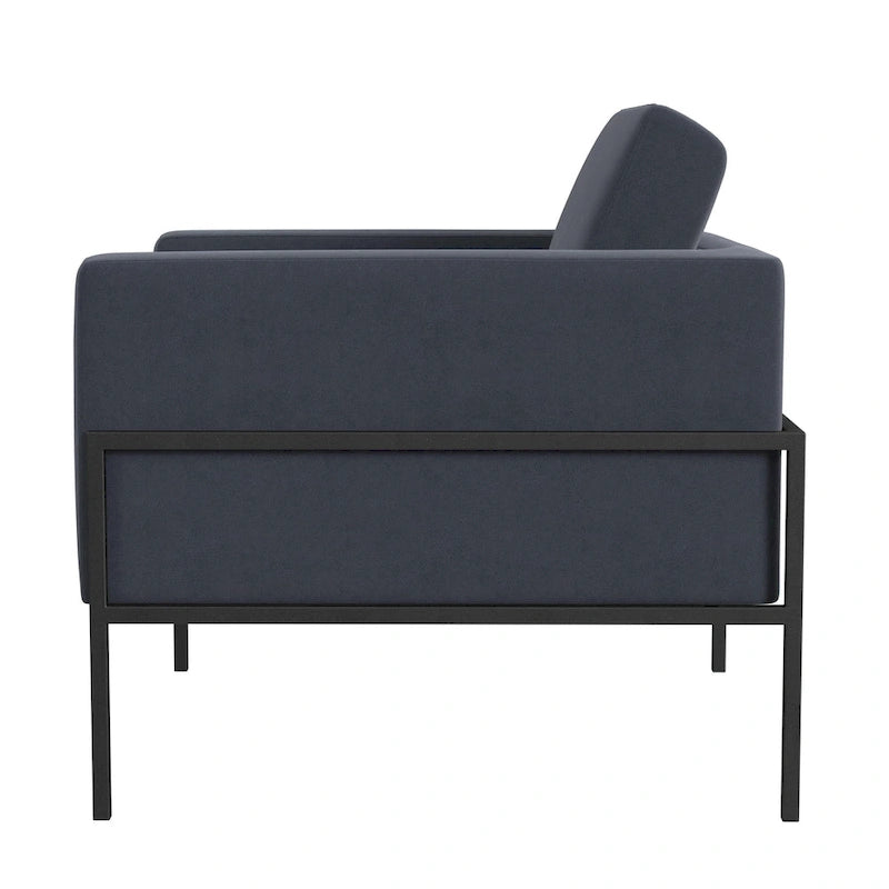Modern Upholstered Club Chair w/Metal Frame