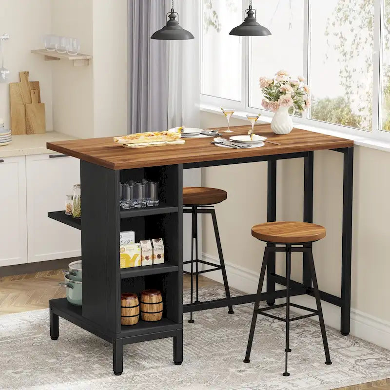 43 Wide Kitchen Island, Kitchen Counter Table with 5 Open Shelves