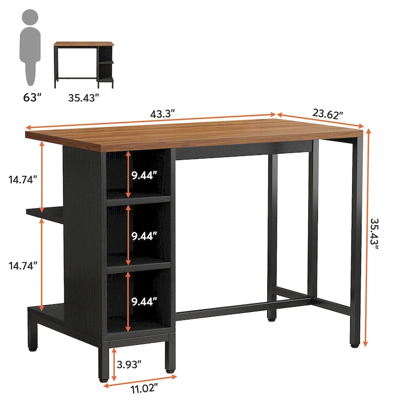 43 Wide Kitchen Island, Kitchen Counter Table with 5 Open Shelves