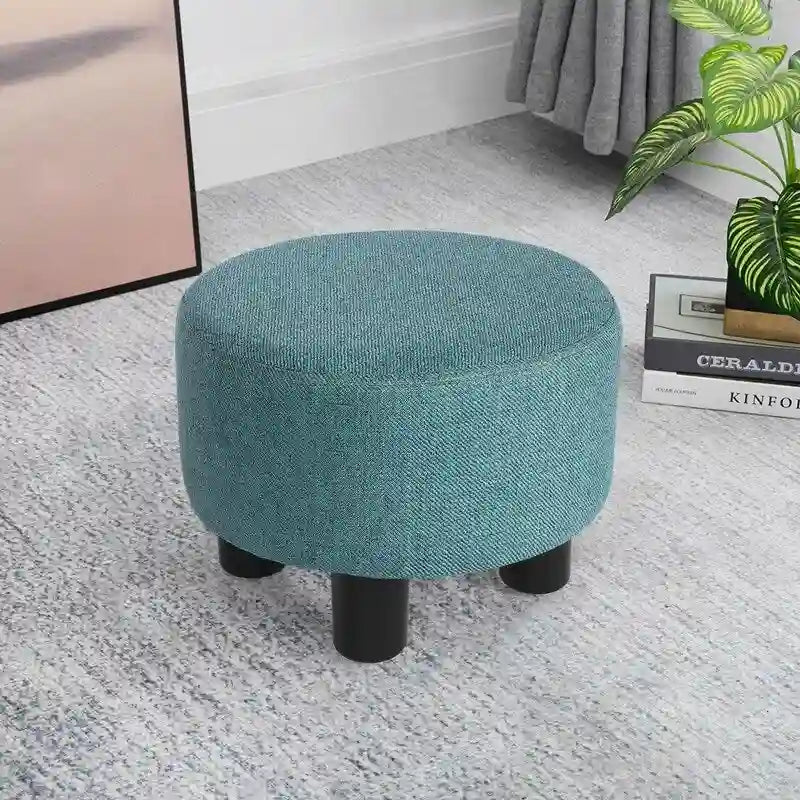 Modern Small Round Seat Fabric Ottoman Footrest Footstool