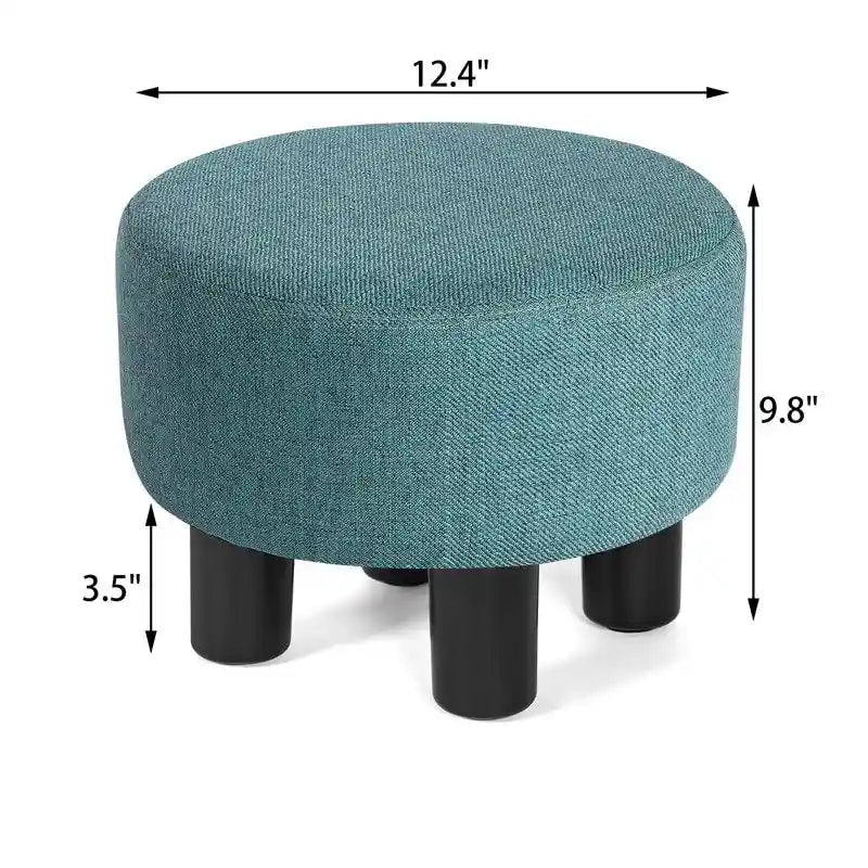 Modern Small Round Seat Fabric Ottoman Footrest Footstool