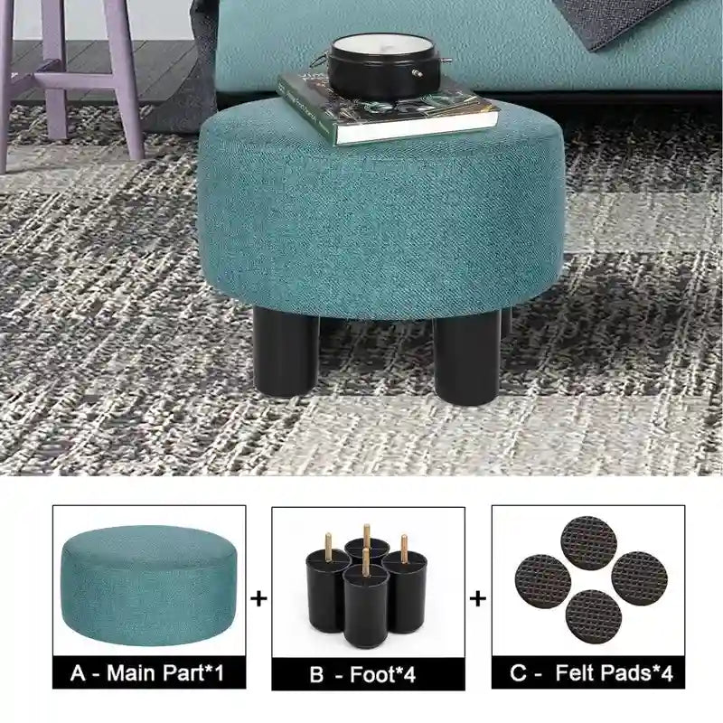 Modern Small Round Seat Fabric Ottoman Footrest Footstool