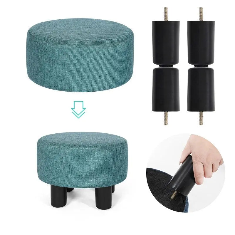 Modern Small Round Seat Fabric Ottoman Footrest Footstool