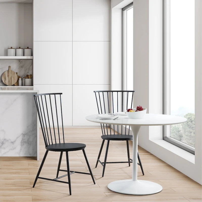 Metal Dining Chair in Black Finish