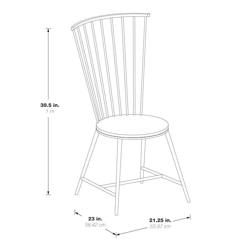 Metal Dining Chair in Black Finish