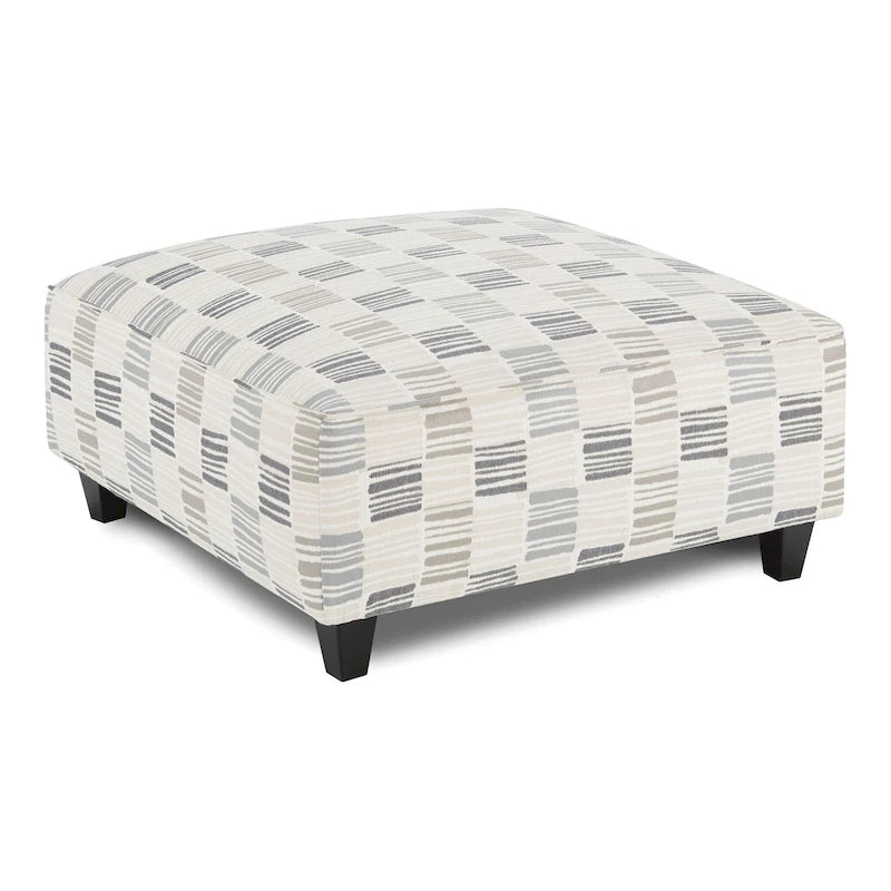 Transitional Grey Chenille Padded Cocktail Ottoman