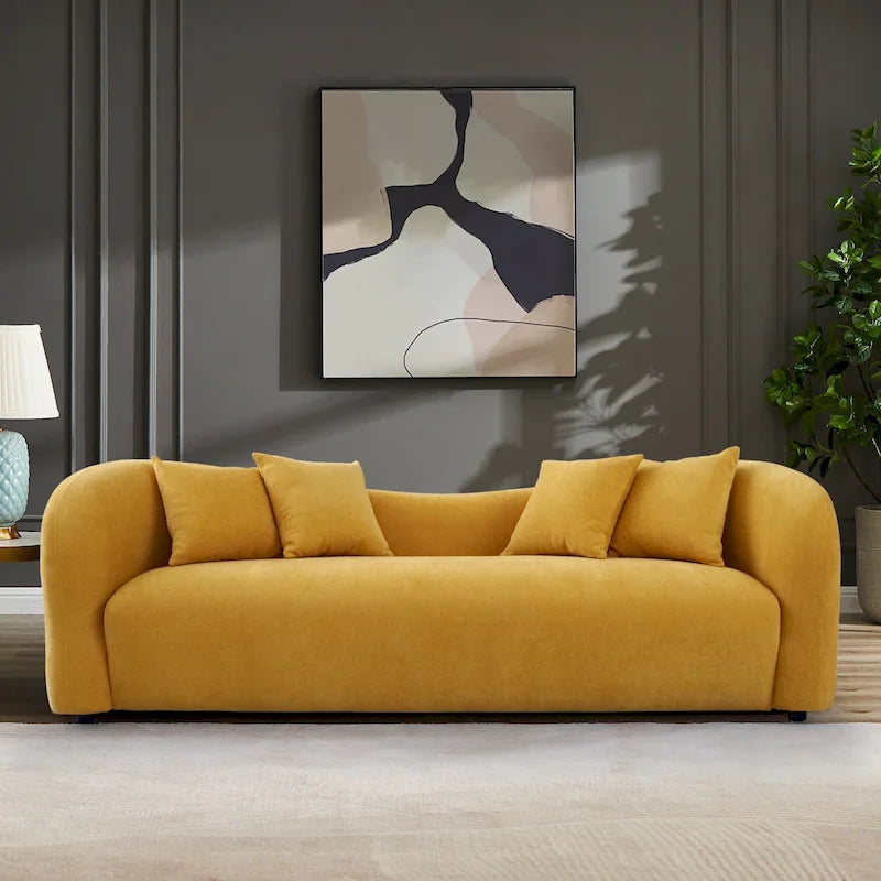 Mid Century Modern Luxury Tight Curved Back Boucle Sofa