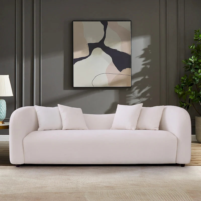 Mid Century Modern Luxury Tight Curved Back Boucle Sofa