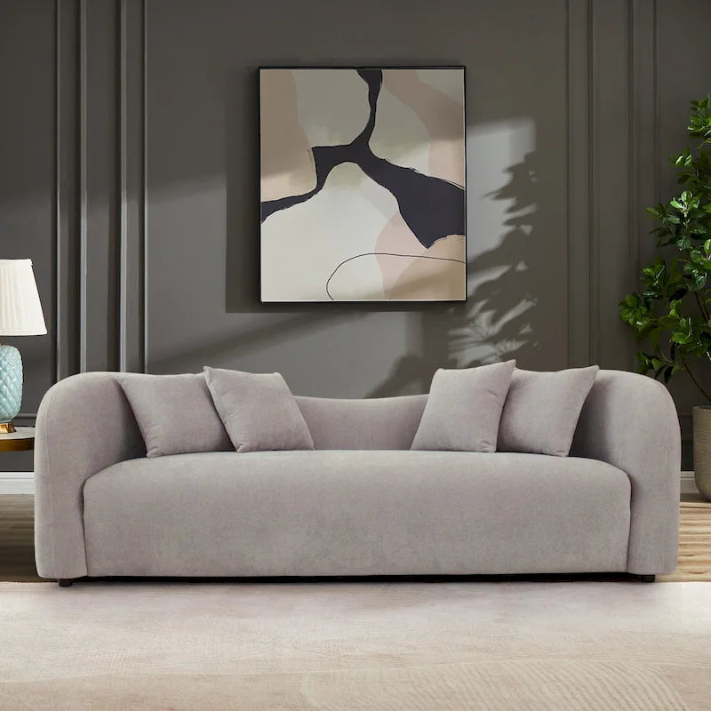Mid Century Modern Luxury Tight Curved Back Boucle Sofa