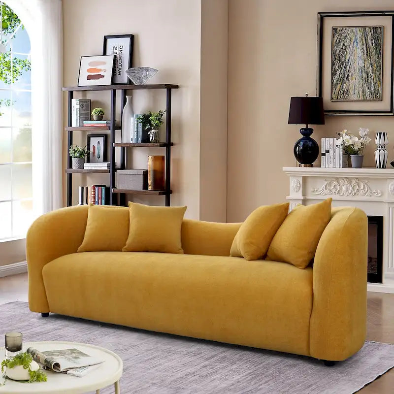 Mid Century Modern Luxury Tight Curved Back Boucle Sofa