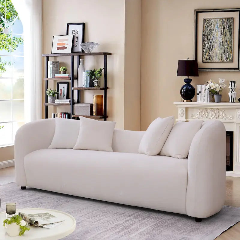 Mid Century Modern Luxury Tight Curved Back Boucle Sofa